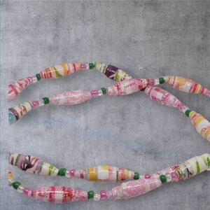 Multi- Colored Paper Bead Necklace